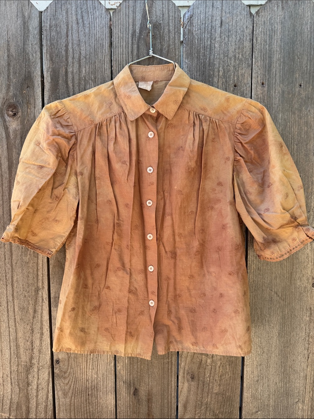 Vintage Rust Brown / Eggplant  Button-Up Blouse